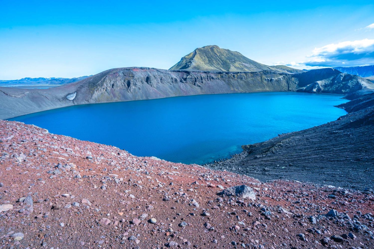 A view over the huge crater Hnausapollur close to Landmannalaugar.