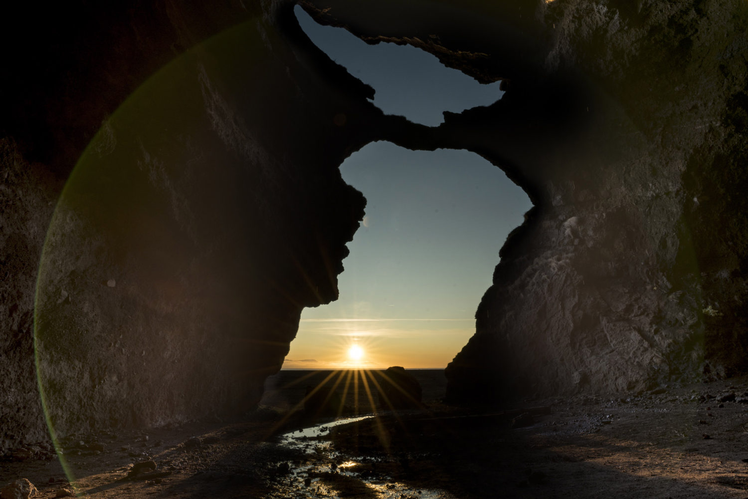Inside Yoda Cave at sunset.