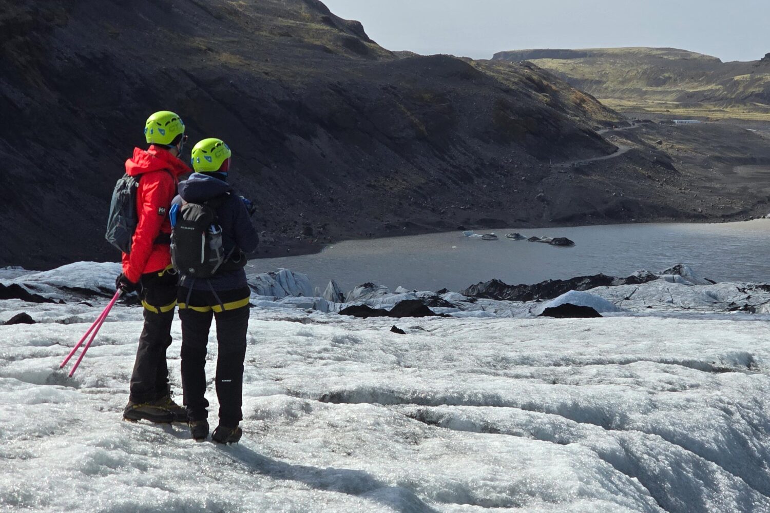 People standing on a glacier
