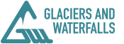 Glaciers and waterfall logo.